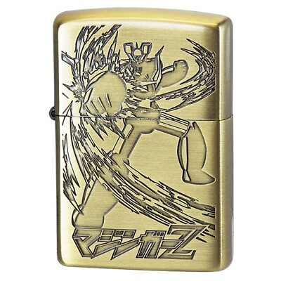 #ad Zippo Lighter Mazinger Z Go Nagai 50th Autograph 2 Side Etching Brass Gold Japan