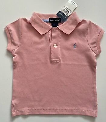 #ad Ralph Lauren Polo Shirt Top Short Sleeve Collared Pink Girl#x27;s Size 4 NWT