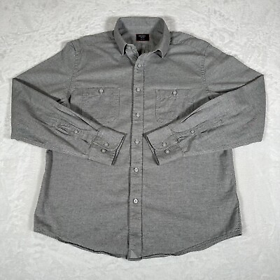 #ad UNTUCKit Men Casual Shirt Regular Fit Pocket Long Sleeve 100% Cotton Gray Size M