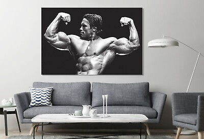 #ad Arnold Schwarzenegger Flexing Gym Canvas Decor Motivation Art Muscle Fitness