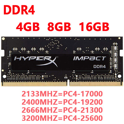 #ad Kingston HyperX Impact DDR4 16GB 8GB 4GB 2133 2400 2666 3200 MHZ Laptop RAM lot