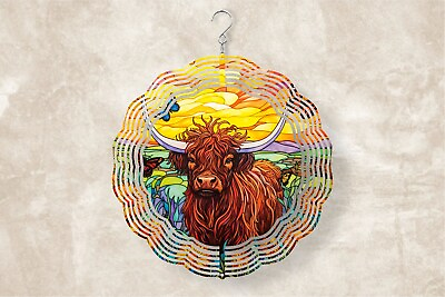 #ad Highland Cow Wind Spinner Choose From 6 Designs