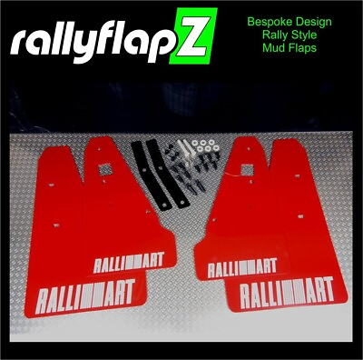 #ad rallyflapZ Mitsubishi Lancer GS3 GS4 Mud Flaps Red 4mm PVC*Gloss Ralliart White