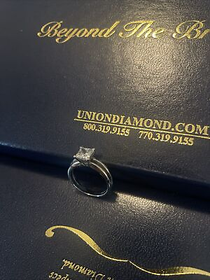 #ad 1.23 Carat Princess Cut Diamond Engagement Ring 14kt White Gold 4 Prong EGL Cert