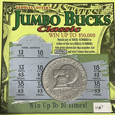 #ad “Lucky Lottery Scratch Off Coin” 1 Bicentennial Eisenhower Ike 1776 1976