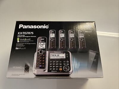 #ad Panasonic Cordless Phone System 4 Handsets Answer Machine Link2Cell KX TG7875 S