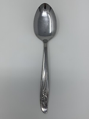 #ad Oneida Silver Custom ROSEANNE Stainless 7 5 6quot; Table Serving Spoon Solid