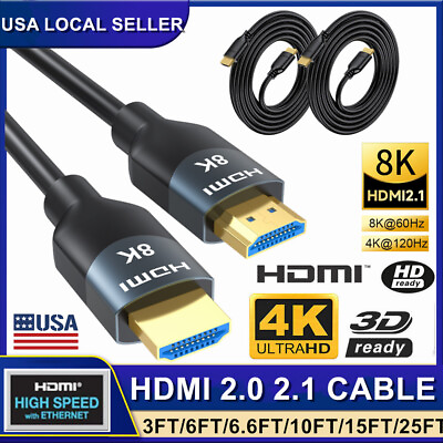 #ad Premium HDMI Cable HDMI 2.1 2.0 Cord 8K 4K Ultra HD 3D High Speed Ethernet ARC