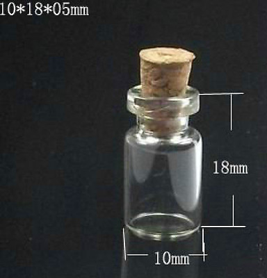#ad Wholesale Lots of 100Pcs 0.5ml Tiny Small Clear Cork Glass Bottles Vials 11x18mm