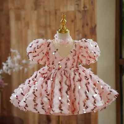 #ad Children#x27;s Sequins Evening Gown Kids Wedding Birthday Baptism Party Girls Dress