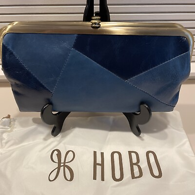 #ad HOBO International Lauren Blue Patch Work Color Block Clutch Wallet Dust Bag NWT
