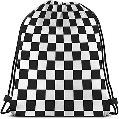 #ad Checkerboard Drawstring Bags Backpack Bag Geometric Checkered Plaid Pattern B...