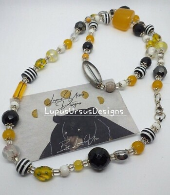 #ad Bumble Bee Glass Beaded Necklace Design 2