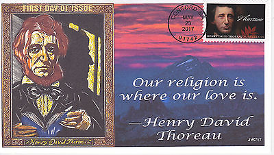 #ad JVC CACHETS 2017 HENRY DAVID THOREAU FIRST DAY COVER FDC L.E. OF 20 STYLE #3
