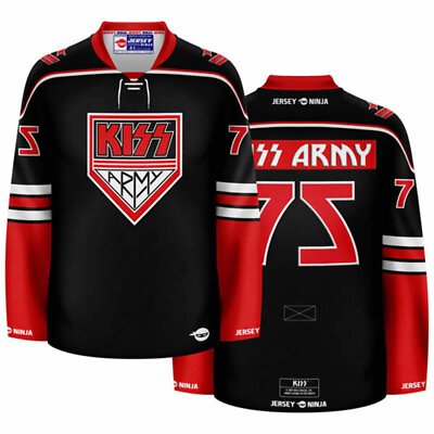 #ad KISS Army Red Black Hockey Jersey