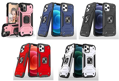 #ad Lot 5 Armor Hybrid Case w Magnetic Ring for iPhone 11 12 13 14 Pro 15 Pro Max