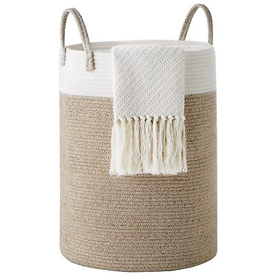 #ad Large Cotton Rope Laundry Hamper Basket Woven Clothes Hamper For Living Room
