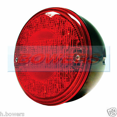 #ad 12V 24V LED REAR ROUND HAMBURGER RED FOG LIGHT LAMP FLAT BED TRUCK