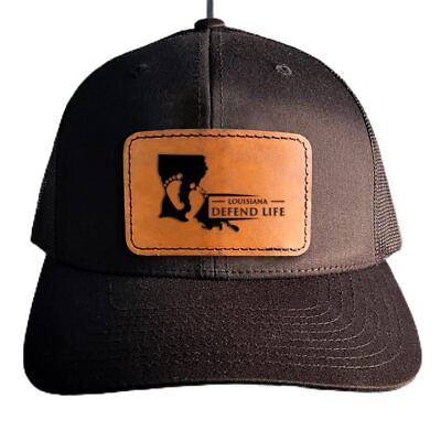 #ad Louisiana Defend Life Leather Patch Hat Pro Life Hat Black