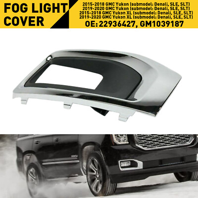 #ad Right Passenger Side Bumper Fog Light Lamp Grille Cover for 2015 2020 GMC Yukon