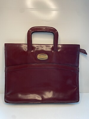 #ad Vintage Etienne Aigner Red Burgundy Leather Briefcase