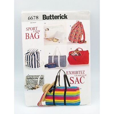 #ad Butterick 6678 Uncut Sewing Pattern Bag Backpack Handbag Tote Duffle Vintage 90s
