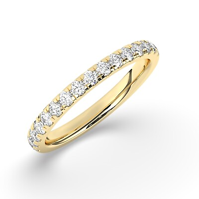 #ad 18K Yellow Gold E VS Lab Grown Round Cut Diamond Eternity Ring