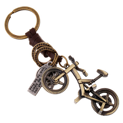 #ad Collect Vintage Woven Leather Keychains Bicycle Gifts Car Key Pendants