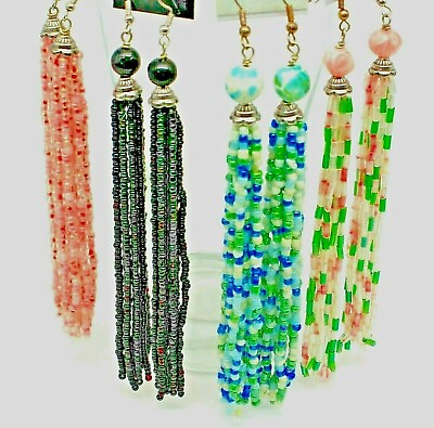 #ad Extra Long Beaded Tassel Drop Fashion Earrings 3 to 5 Inches See Variables