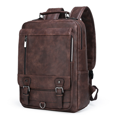 #ad New Fashion Men Leather School Backpack Waterproof Laptop Travel Bag DF