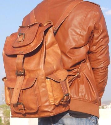 Bag Backpack Leather Vintage Men Travel Rucksack Laptop Satchel School Shoulder $62.99