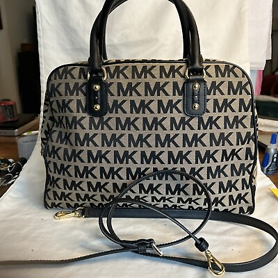 #ad Michael Kors Calista Lg Satchel Jacquard Handbag With Detachable Crossbody Strap