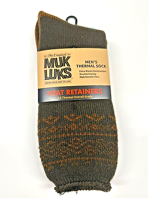 #ad Muk Luks Men Socks Thermal 1 Pair Heat Retainers 3.0 Brown High Density One Size