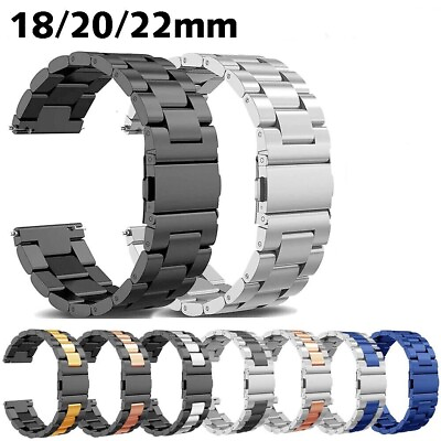 #ad Metal Watch Strap Replacement Stainless Steel Band Wrist Bracelet 18 20 22mm