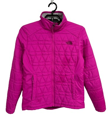 #ad The North Face Women#x27;s Bright Pink Quilted Full Zip Lightweight Coat Size M