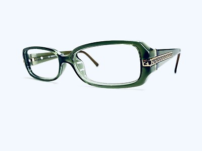 #ad Fendi Eyeglasses Rectangular Green Brown Clear Lucite Italy F932 317 53 15 135