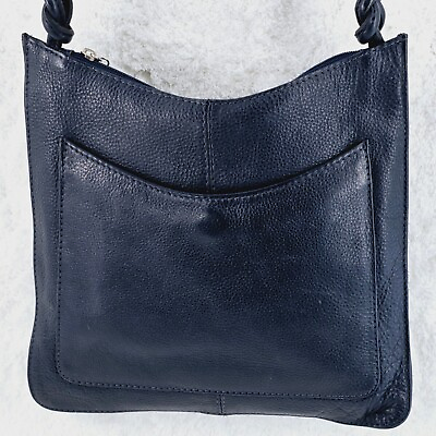 #ad Navy Pebble Leather Slim Shoulder Bag
