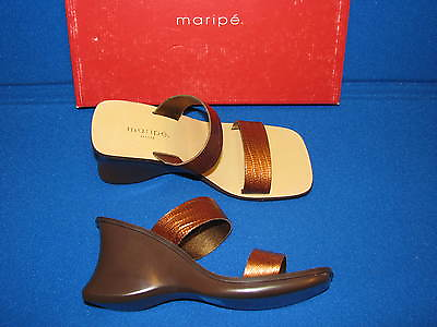 #ad 6 M Maripe Elegance Ladies Shoes Womens Wedge High Heel Bronze Brown Gold Sandal