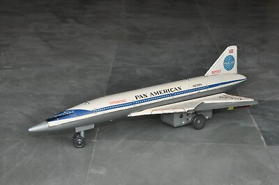 #ad Vintage DAIYA Mark Supersonic Pan American Battery B2707 Airplane Rocket Tin Toy
