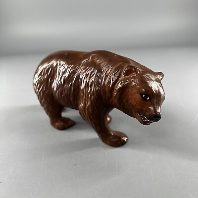 #ad Ceramic Grizzly Bear Figurine Handpainted Fine Detail 5 1 2” long x 2 1 2” Tall