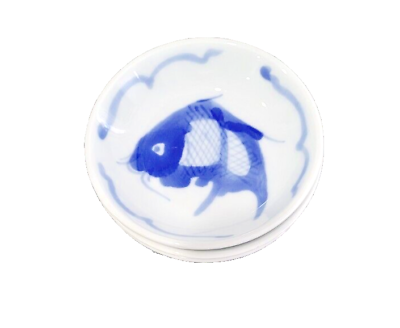 #ad 2 Chinese Koi Fish Carp Blue amp; White Porcelain 5quot; Dipping Rice Bowls