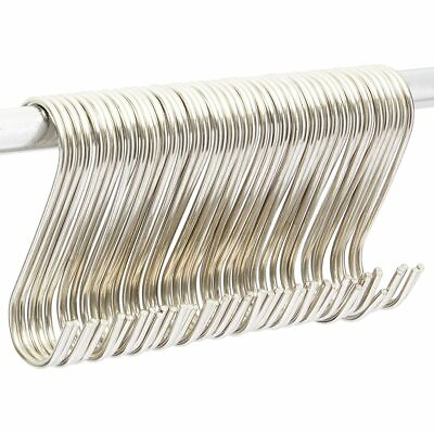 #ad Metal S Shaped Hooks Stainless Steel Hangers Bulk Set 3.9 in 50 Pack