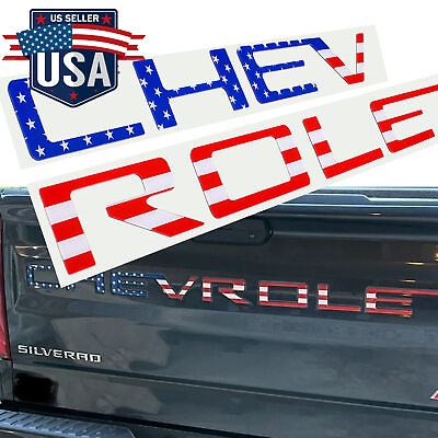 #ad 3D Raised US Flag Tailgate Insert Letters For Chevrolet Silverado 1500 2019 2024