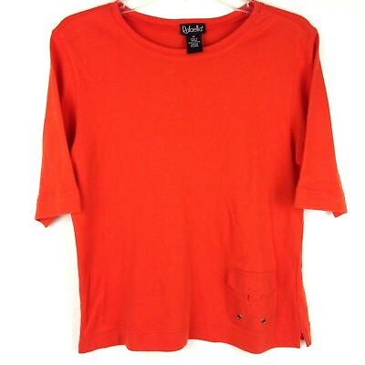 #ad Rafaella Women’s Knit Top Mid Length Sleeve Orange Size Medium