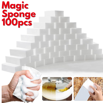 #ad BULK 100PCS Magic Sponge Eraser Melamine Sponges Thick Cleaning Foam HomeKitchen