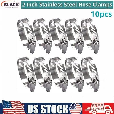 #ad 304 Stainless Steel Hose Clamp for 2Inch Pipe Adjustable Worm Gear Hose Clamps