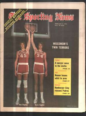 #ad The Sporting News Newspaper Feb 9 1974 Wisconsin#x27;s Twin Terrors