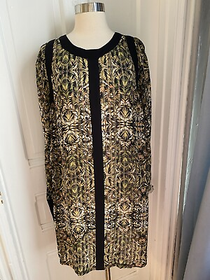#ad BCBG MAXAZRIA BLACK ACCENTS WITH MULTICOLOR DESIGNS SIZEL BEAUTIFUL NWOT SALE
