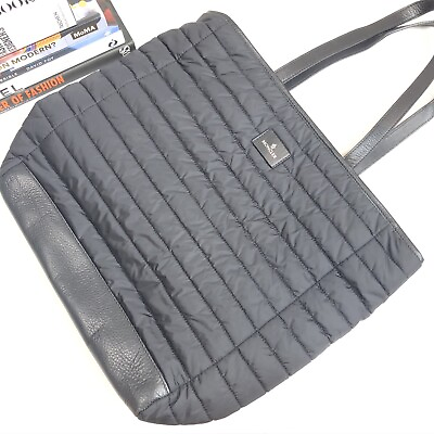 #ad Moncler Borsa Bag Black Tote Puffer Nylon Quilted Leather Women’s Handbag Purse