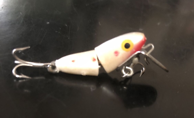 #ad Vintage Falls Bait Company lil Inch Minnow white red polka dots Fishing Lure